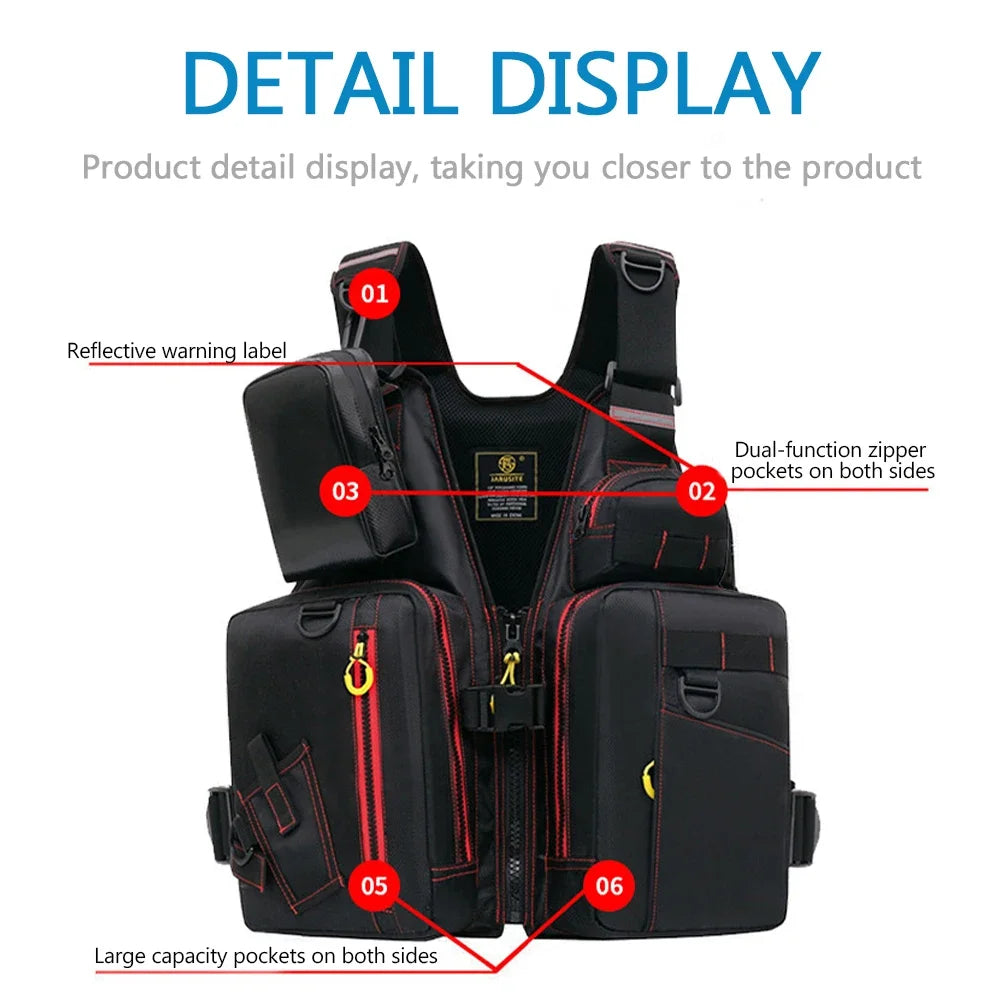 Multi-Functional Life Jacket Vest For Outdoor Fishing A Must-Have For Safety Multiple Pockets For Storage Buoyant Material