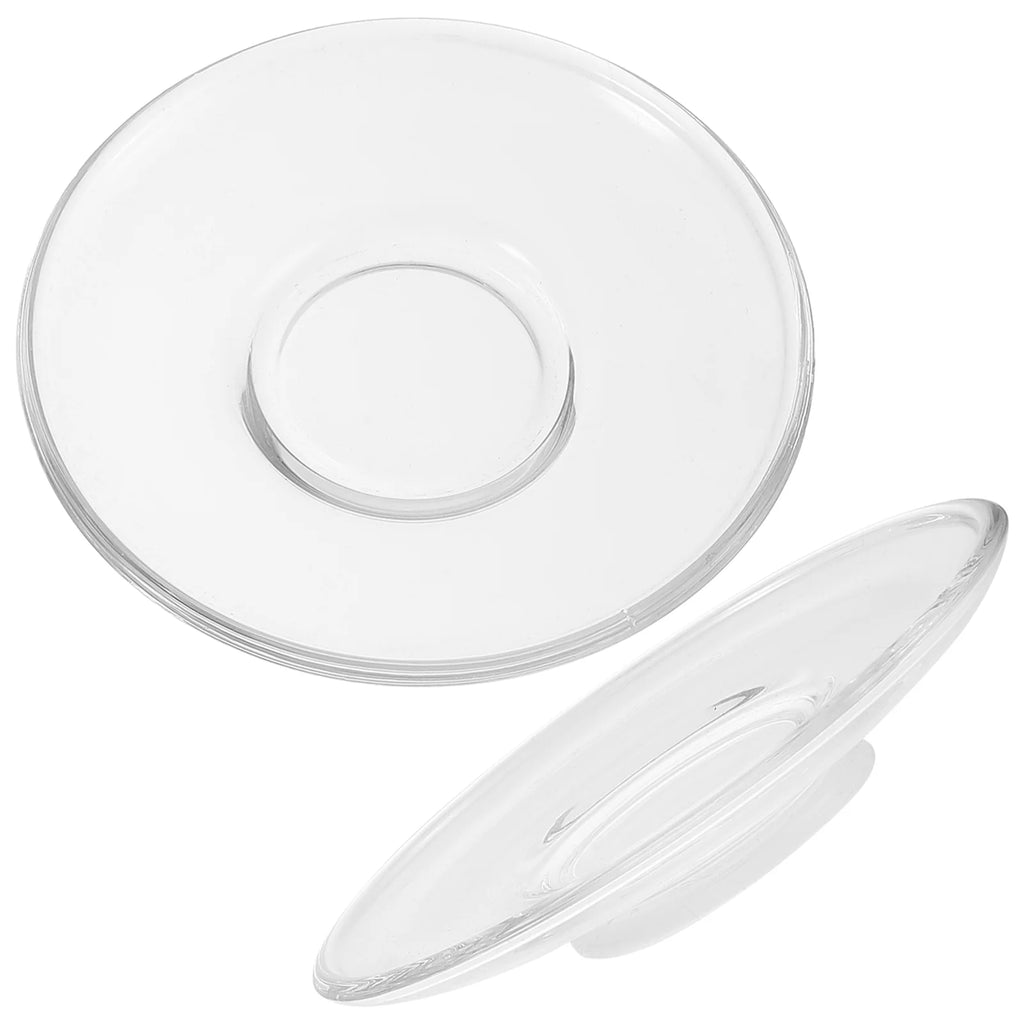 4Pcs Tea Clear Glass Plates Saucers Clear Glass Plates Round Decorative Coffee Snack Dishes Cups Saucers Kitchen Dining Bar