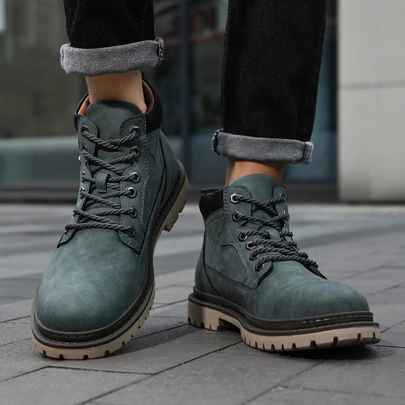 New Handmade Men Boots Ankle Winter Leather Shoes Autumn Outdoor Hiking Boots Sneakers Hombres Botas High Top Footwear Anti Slip