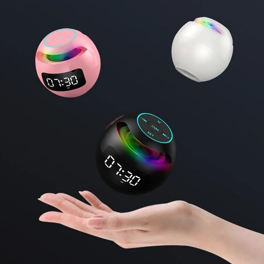 Clock Colorful Night Lights Bluetooth Speaker Mini Portable Home Bluetooth Speaker With LED Display TF Card MP3 USB Charging