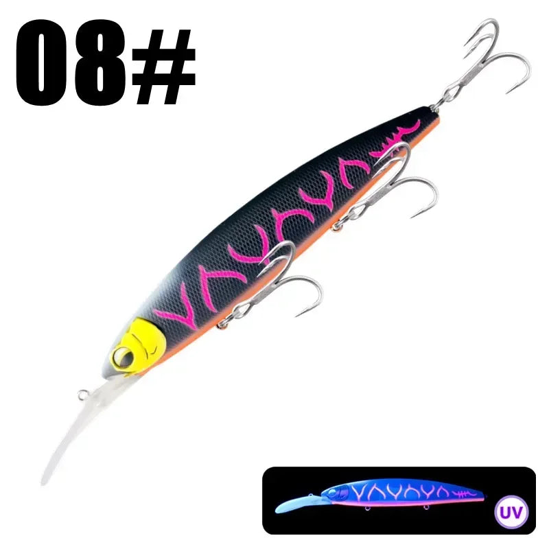 Ultra Long Casting Floating Wobbler Minnow Hard Bait 128mm 29g Flounder Sea Bass Saltwater Sea Fishing Lure Depth 0.8-5m
