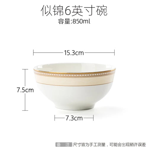 Delicate Bone China Bowl Saucer Luxury Gold-plated Dinner Plate Coffee Cup Hotel Restaurant Dinnerware Dinner Cooking Fish Plate