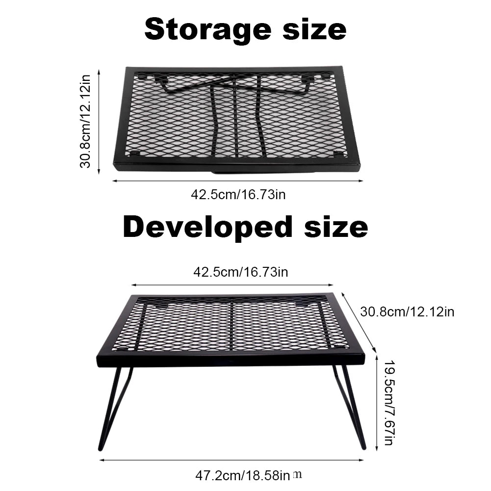 Folding Campfire Grill Grate Over Fire Camp Grill Heavy Duty Camp Fire Cooking Rack for Outdoor Camping Cooking Fire Pit