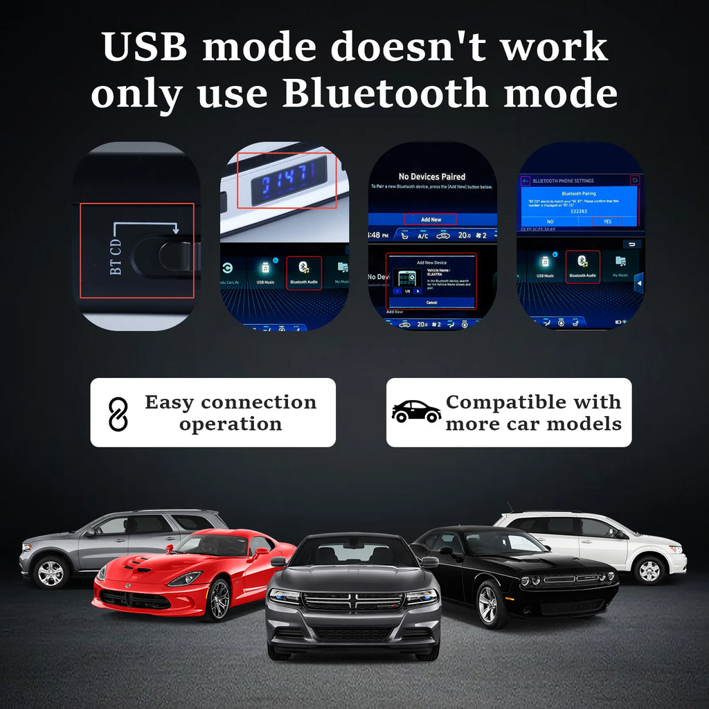 Car CD Player for Portable,  External Car CD player, Dual-Mode USB or Bluetooth CD Player with for Car All-Models, Plug and Play