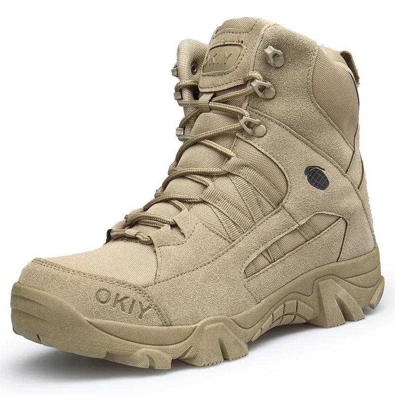 Men Tactical Boots Lace Up Breathable Male Army Boots Desert Boot Climbing Hiking Shoes Safety Unisex Hunting Boots Motorcycle
