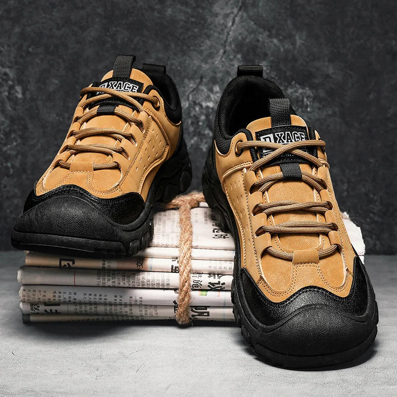 Men's Hiking Camping Shoe Waterproof Leather Upper Non Slip Hiking Boots Outdoor Durable Non Slip Sole Sports Shoes Large Size
