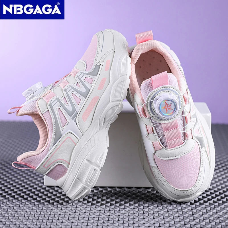 Girls Sports Shoes Lightweight Leather Kids Sneakers Casual Pink Fashion Children Anti-slip Walking Running Shoes