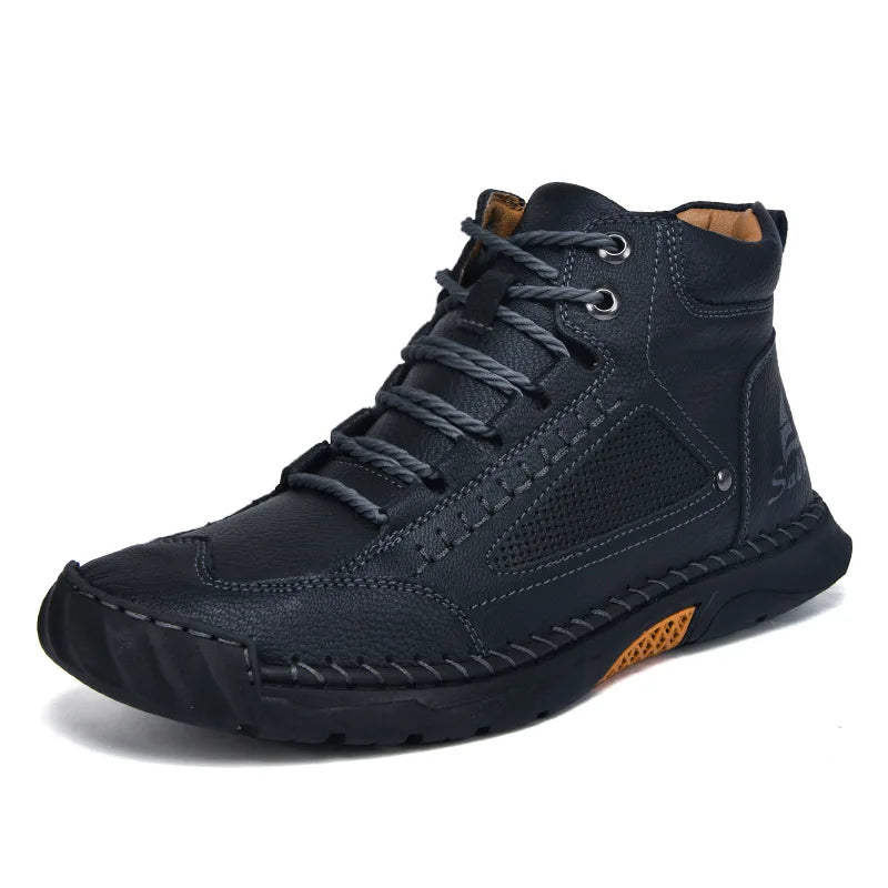 Hot Sale 2025 Handmade Men Boots Design Sneakers Ankle Boots Fall Breathable Man Outdoor Casual Leather Men Plus-size Shoes