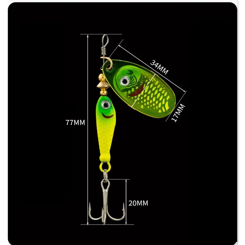 1 Pcs Rotating Spinner Fishing Lure Treble Hooks Wobblers Bass Fishing Tackle 7cm 9g Metal Spoon Hard Bait Fishing Spoon Spinner