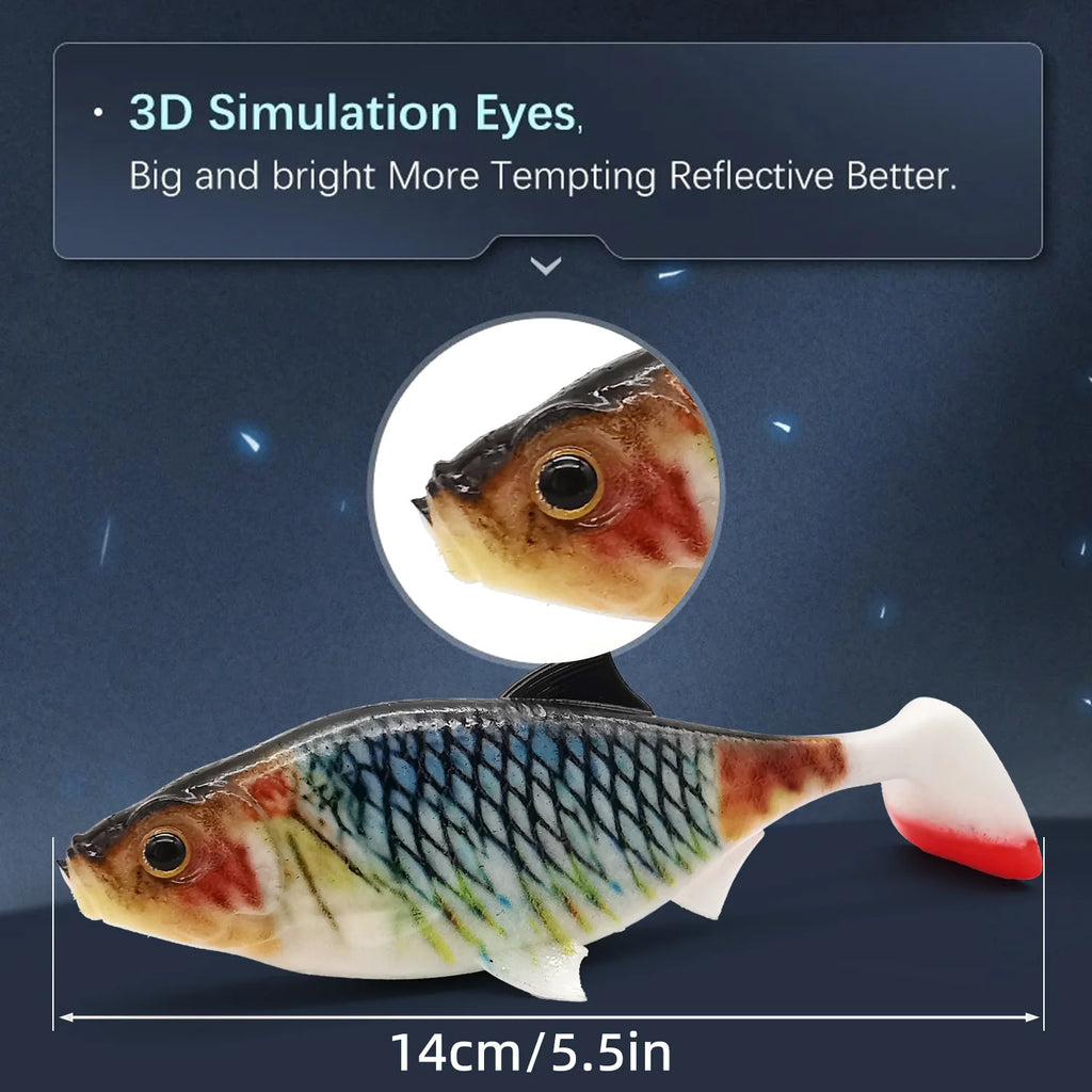 ANFS 2pcs Soft Fishing Kit 3D 14cm/5.5Inch Artificial Bait Shad Pike Perch Zander Catfish Fishing Tackle Isca Artificial