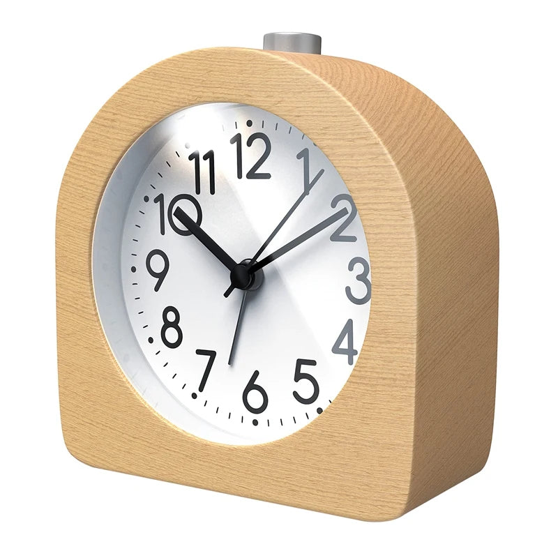 Alarm Clock Without Ticking Retro Wooden Alarm Clock With Dial Alarm Light Quiet Table Clock With Snooze Function