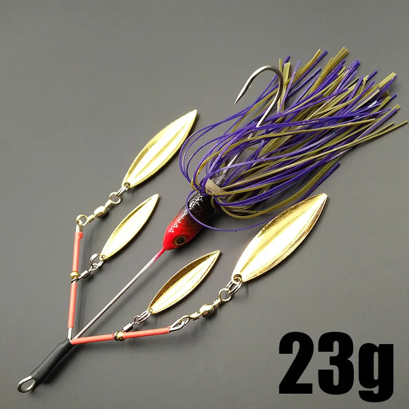 Lunker Spinner Baits Hard Fishing Lure 23g Noisy Buzz Rotating Blade Bubble Vibration Tandem Spin Willow Bass Trout Perch Pike