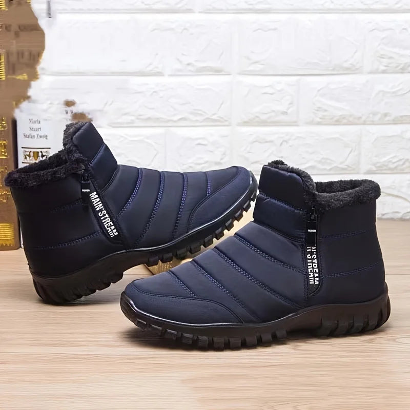Men's shoes: Men's casual shoes with fleece, warm, waterproof and wear-resistant snow boots