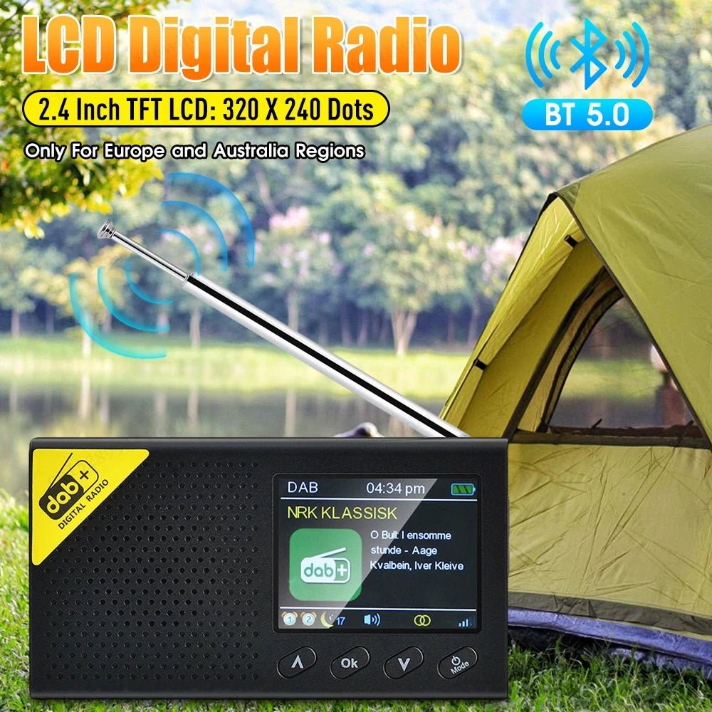 Portable Digital Radio Bluetooth-compatible 5.0 Stereo DAB/DAB+ FM Radio Receiver Rechargeable Radios for Home Office Radio