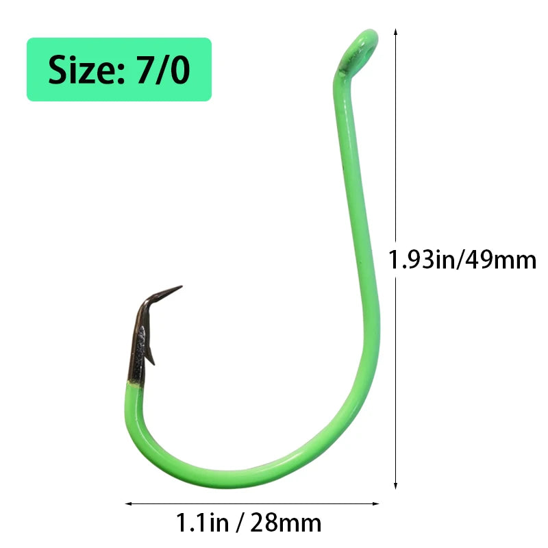 20PCS Circle Luminous Hooks Fishing Hooks Octopus Offset Fish Catfish Bulk Fishing Gear Equipment Hooks Set Saltwater Freshwater
