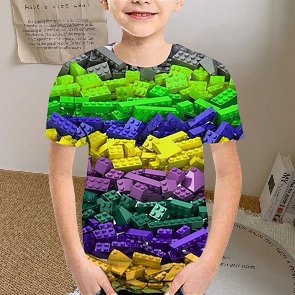 Kids Clothes Colored Particles T-Shirt Boy Girls Children Clothing for Boys Child Top Summer Short Sleeve Casual T-Shirt 7 to 10