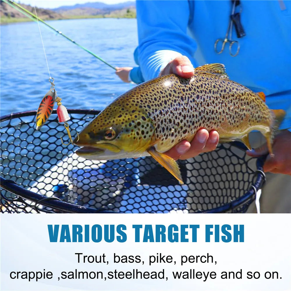 5/10/20Pcs Spinner bait Bass Fishing Lures Spinnerbaits Spoon Lures Feather treble hooks for Trout Salmon Metal Spinner Lure