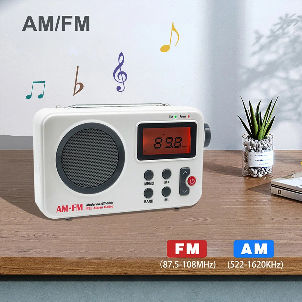 Portable Radio AM FM Radio With 3.5MM Earphone Plug Audio Receiver Stable Signal Radio Stretchable Antenna USB Battery Powered