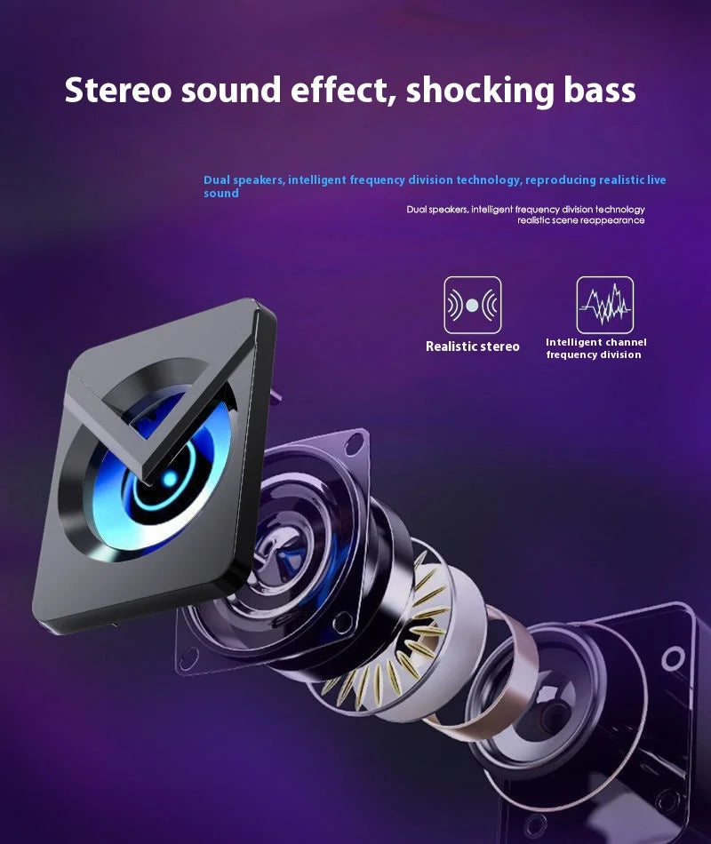 Computer Speaker Stereo Sound Small Audio Stereo Subwoofer Wired Speaker with RGB Light Home Office Speaker Desktop Loudspeaks