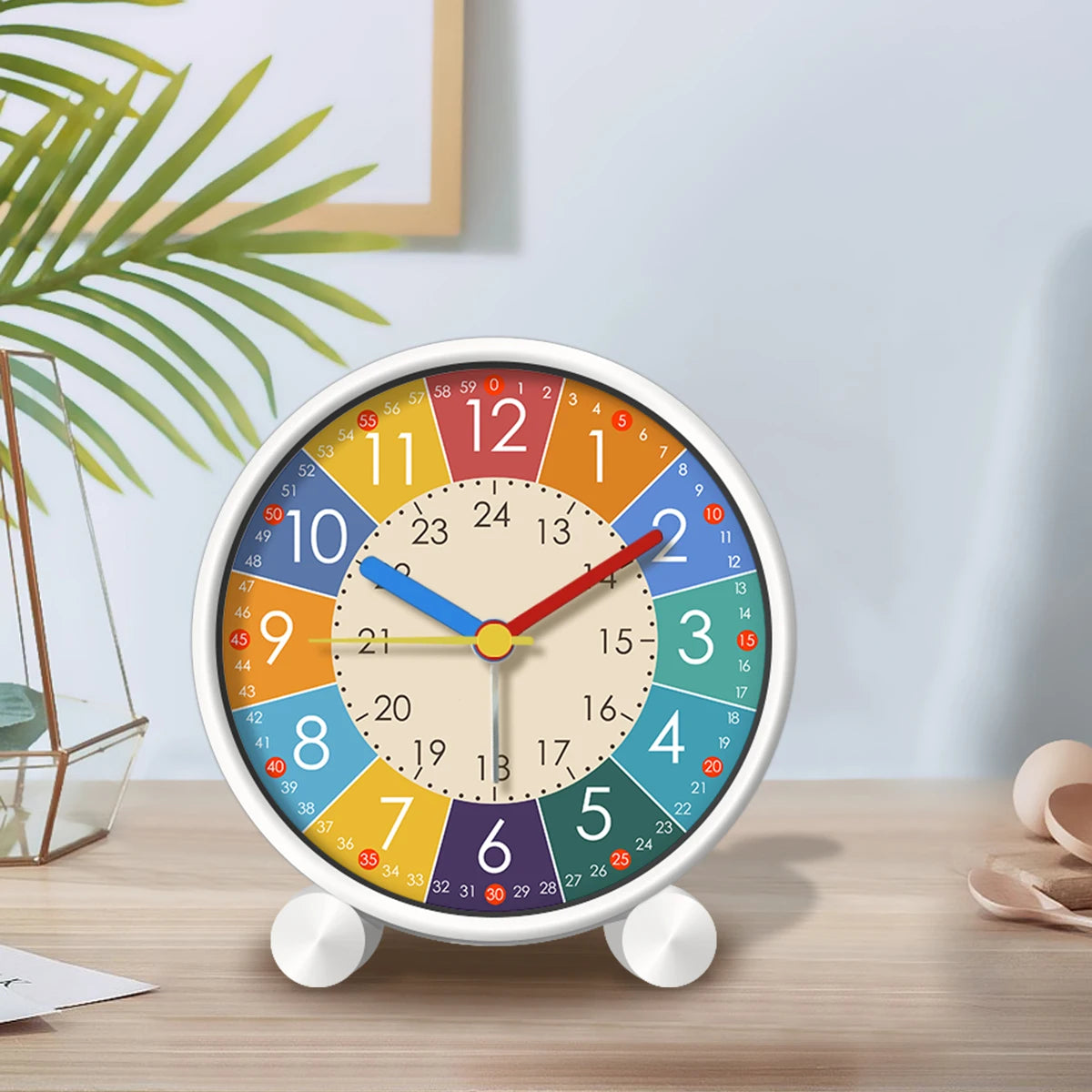 Cute Children's Educational Alarm Clock Bedroom Desktop Early Education Small Animal Round Mute For Boy Girls Home Decoration