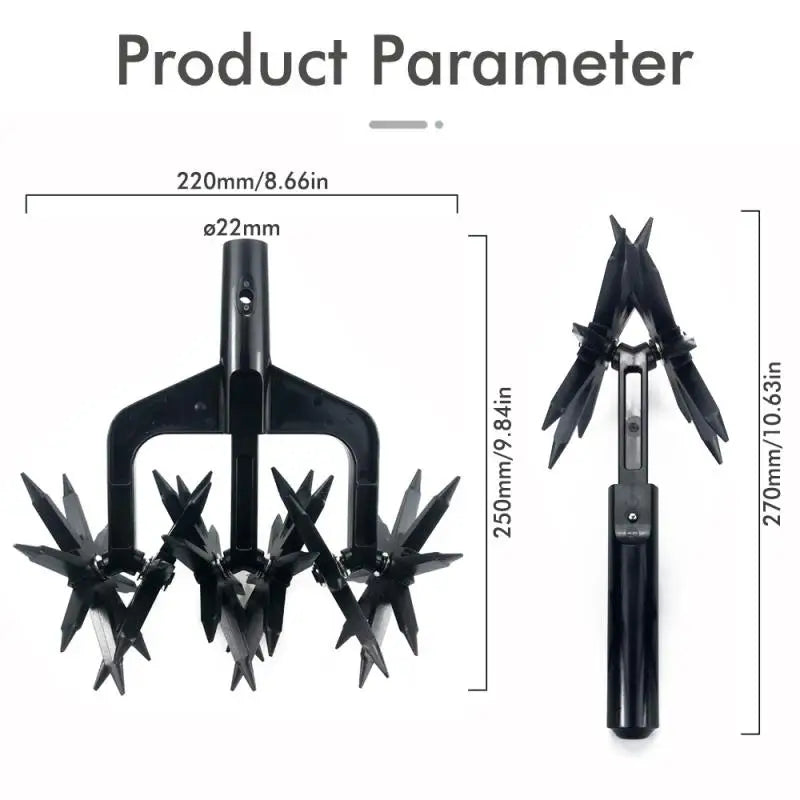 2 In 1 Garden Rotary Tiller Lawn Ripper Land Aerator Gardening Tool Weeding Digging Grass Turning Tool Loose Soil Aerator