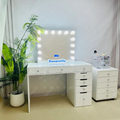 Stock In USA! Docarelife Modern 7 Drawers Bedroom Furniture Hollywood Inspired Makeup Vanity Dressing Table With Mirror Cabinet.