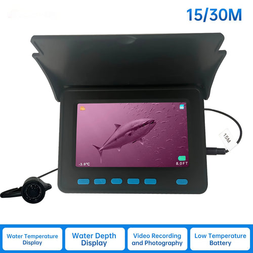 15m 4.3 Inch Visual Fish Finder Underwater IR Night Vision Fishing Camera With Depth Temperature Display