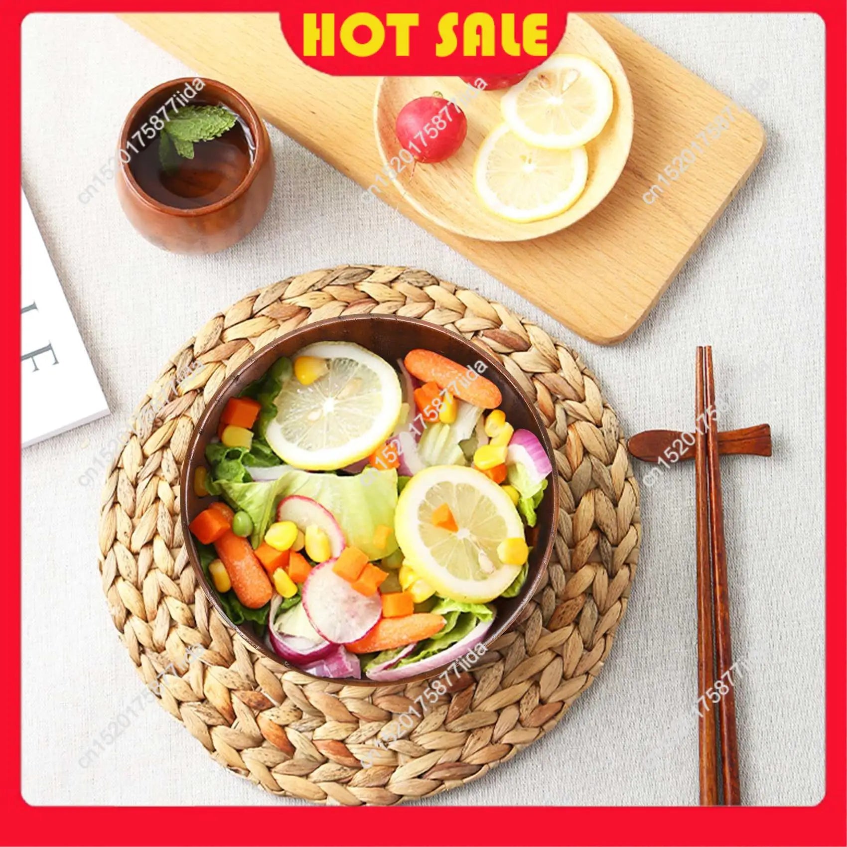 Hot Deal-Jujube Japanese-Style Wooden Bowl Wooden Rice Bowl Noodle Bowl Solid Wood Bowl, Diameter 4.5 Inches By 2-5 / 8 Inches,