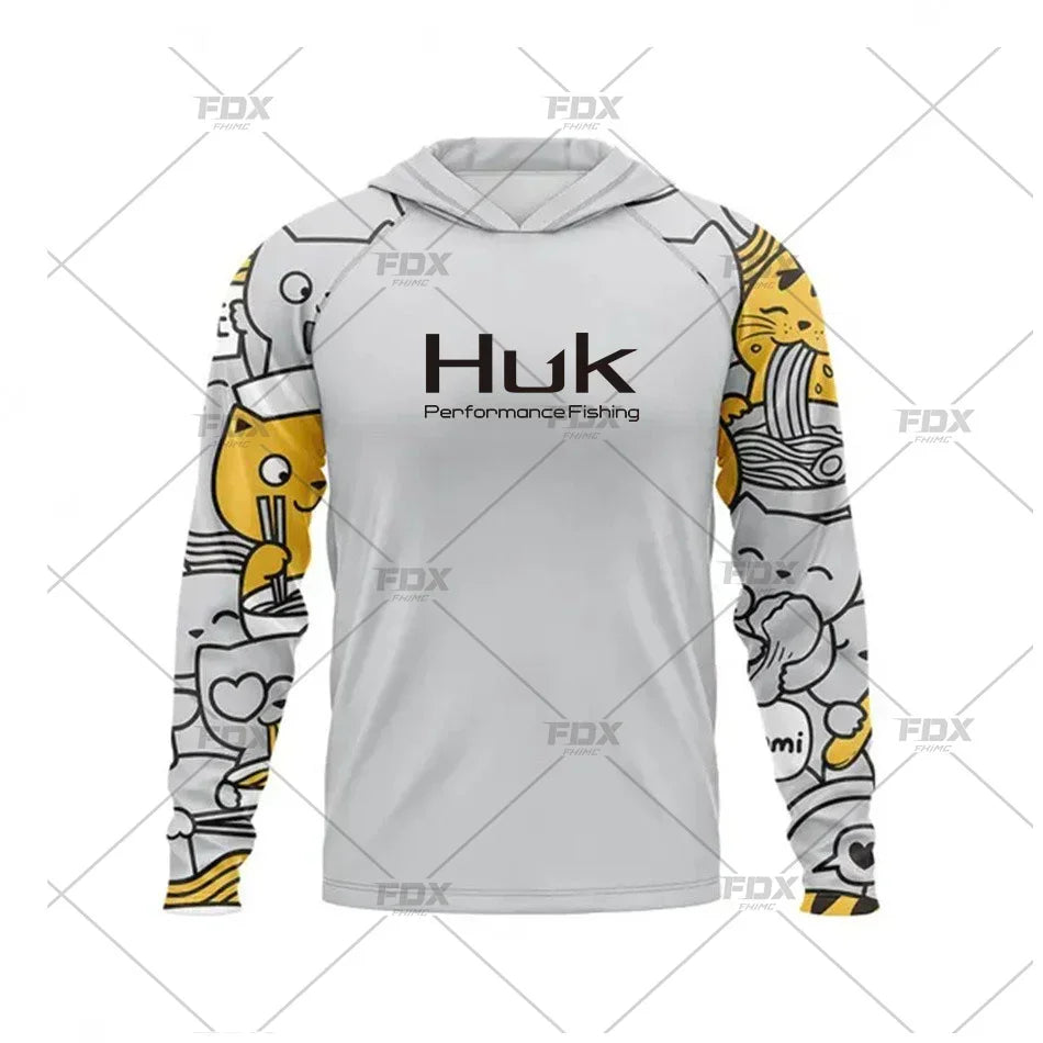 New Fishing Hoodie Huk Men Clothes Summer Breathable Long Sleeve Fishing Shirt Sun Protection Camouflage Fishing Shirts Tops