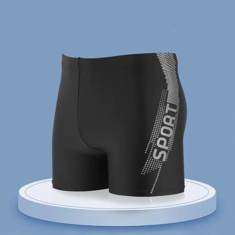 Men's High Waist Swim Trunks Quick Dry Swimming Shorts Soft Breathable Beach Wear for Bathing Hot Spring Slim Fit Swimwear