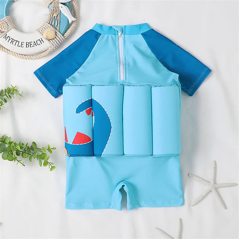 Boys Buoyancy Swimsuit Kids Cartoon Print Swimwear Children One-Piece Floating Rash Guards Bathing Clothes Girls Swimming Suits