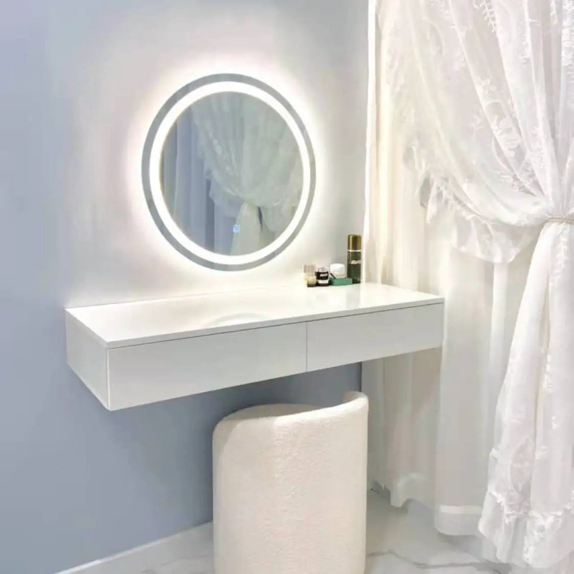 Hanging Vanity, Wall Mounted Vanity, Bedroom Wall Mounted Desk, Unpainted Density Board Material, Suitable for Bedroom Use
