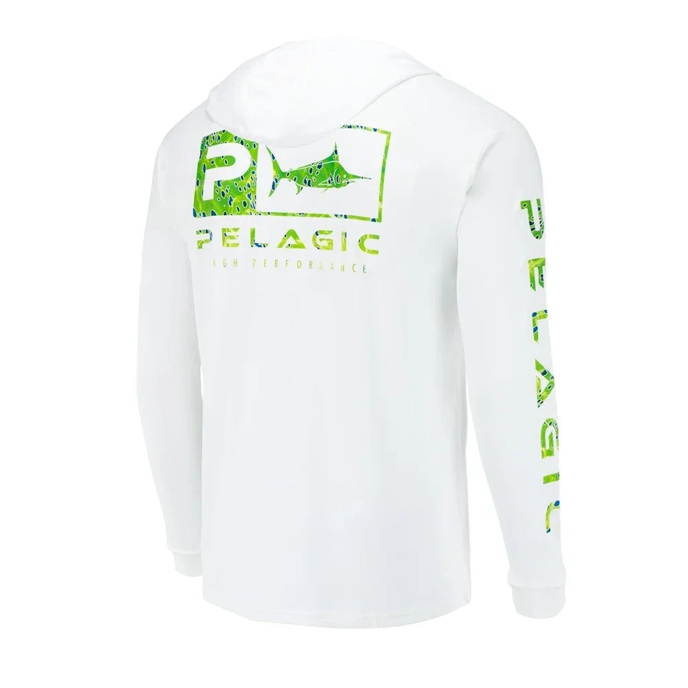 Fishing Apparel Summer Outdoor Men Long Sleeve T Shirt Fish Shirt Sun Protection Breathable Hooded Angling Clothing
