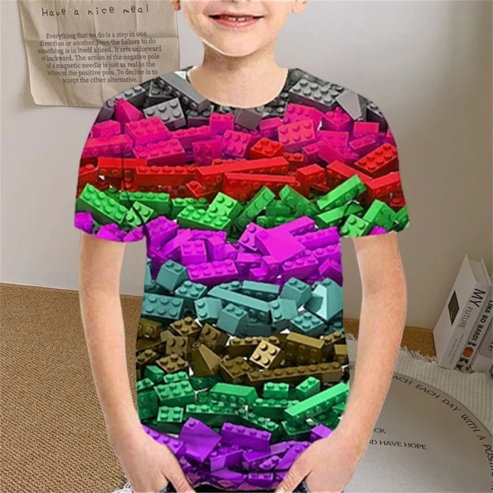 Kids Clothes Colored Particles T-Shirt Boy Girls Children Clothing for Boys Child Top Summer Short Sleeve Casual T-Shirt 7 to 10