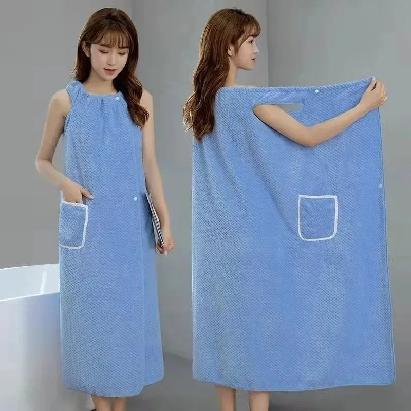 Bath Towel Household Women Wearable Wrap Adults Absorb Water Polyester Dry Hair Skirt Long Style Bathroom Washable Bathrobe
