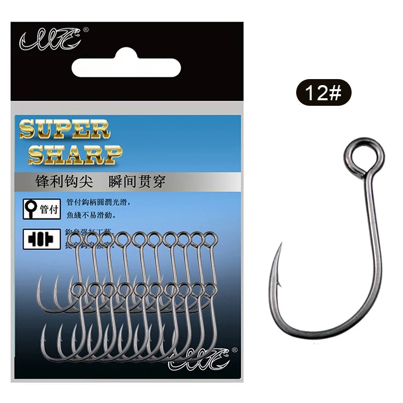 20Pcs/set Fish Hooks 4# 6# 8# 10# 12# Big Eye Single Fishing Hooks Lnline Fish Hooks For Live Bait&Hardbait Fishing Accessories