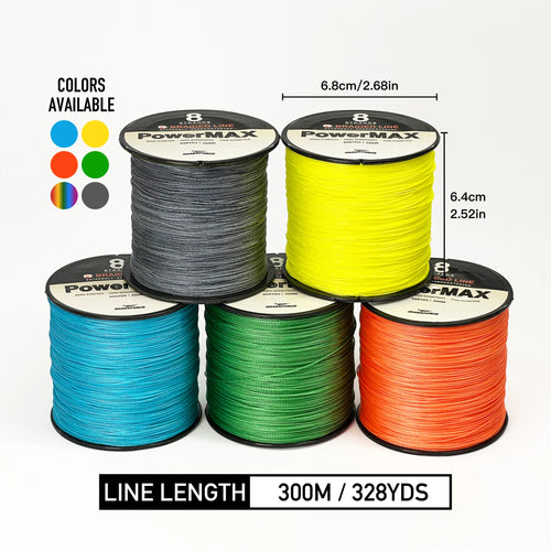 8 Strands Braided Fishing Line - 328yds 300m Abrasion Resistance Multifilament Line for Saltwater and Freshwater Fishing