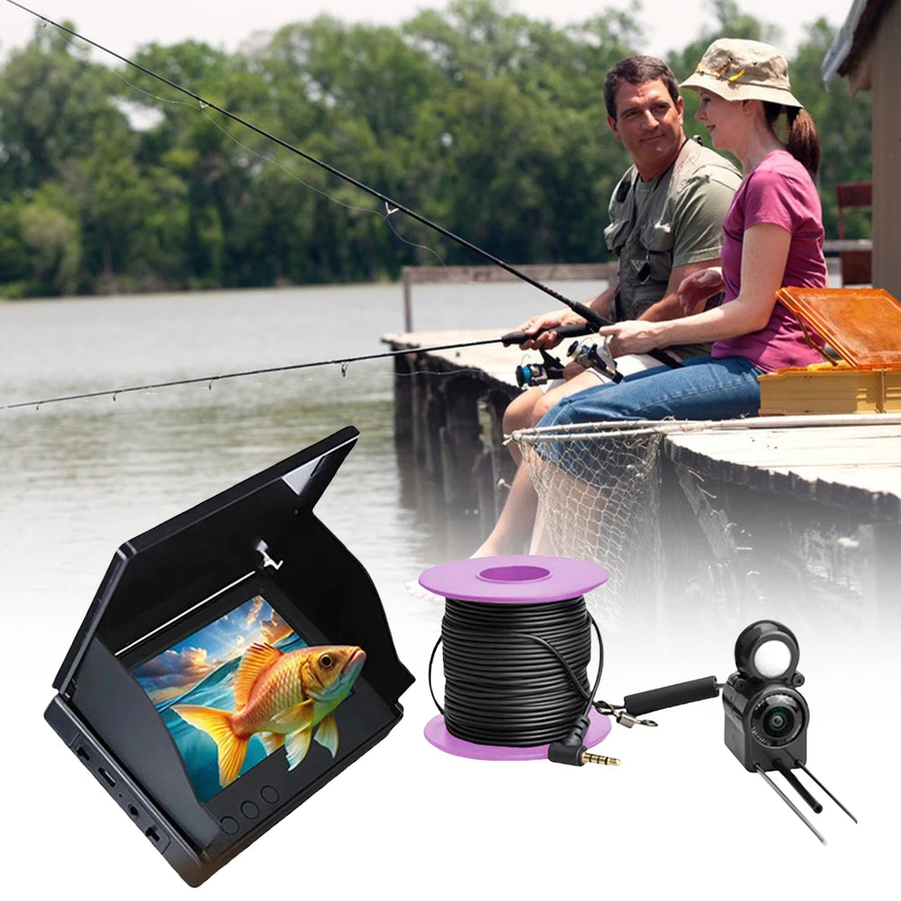Portable Fish Depth Finder Water Handheld 1080P 4.3 Inch LCD Video Fish Finder Underwater 220° Fishing Camera With Night Vision