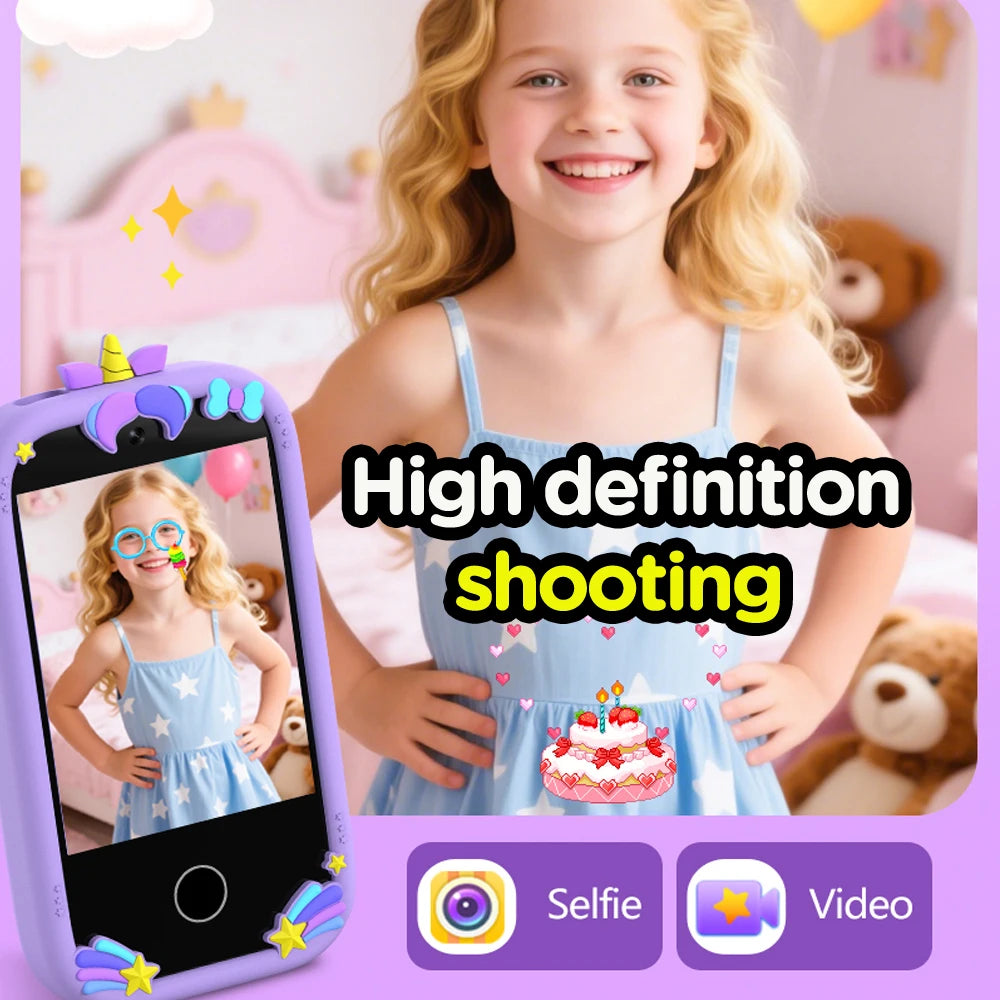 Kid Smart Phone Toy with 18 Games, Mini Music Player & Video Recorder, Birthday Gift for Children Boys & Girls