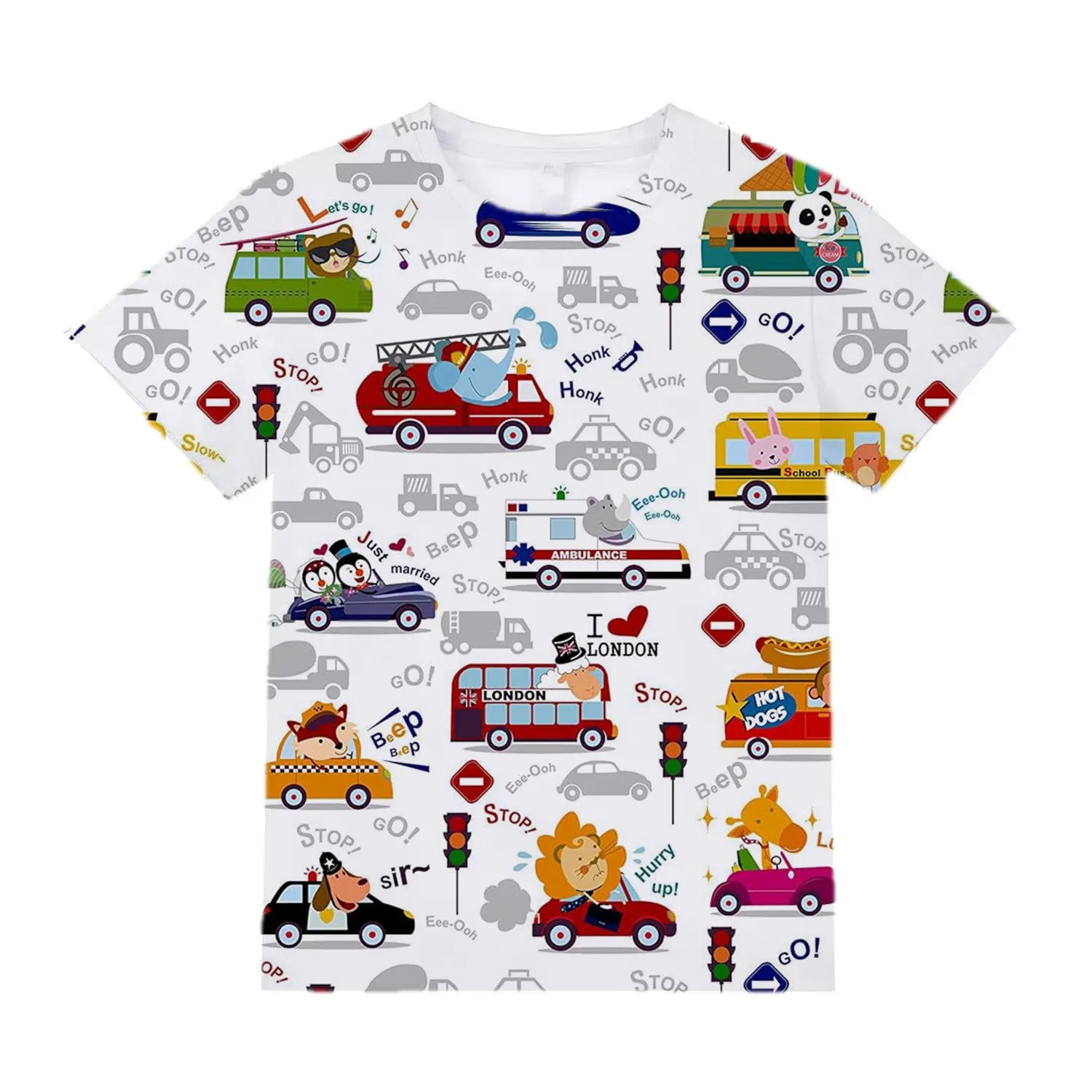 Kids Clothes for Girls from 2 to 7 Years Cute Things Cartoon Car Fashion T-Shirt Boys 9 to 14 Years White Tshirt Summer Tees Top