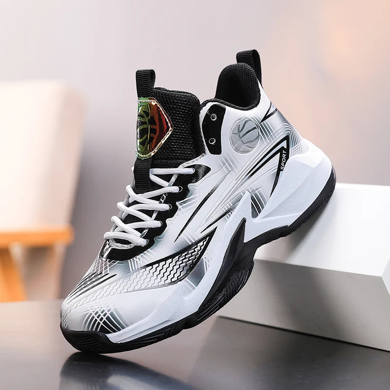 Girls Basketball Sneakers High Top Design Breathable Non Slip Anti Twist Sole Athletic Shoes for Kids Training and Casual Wear