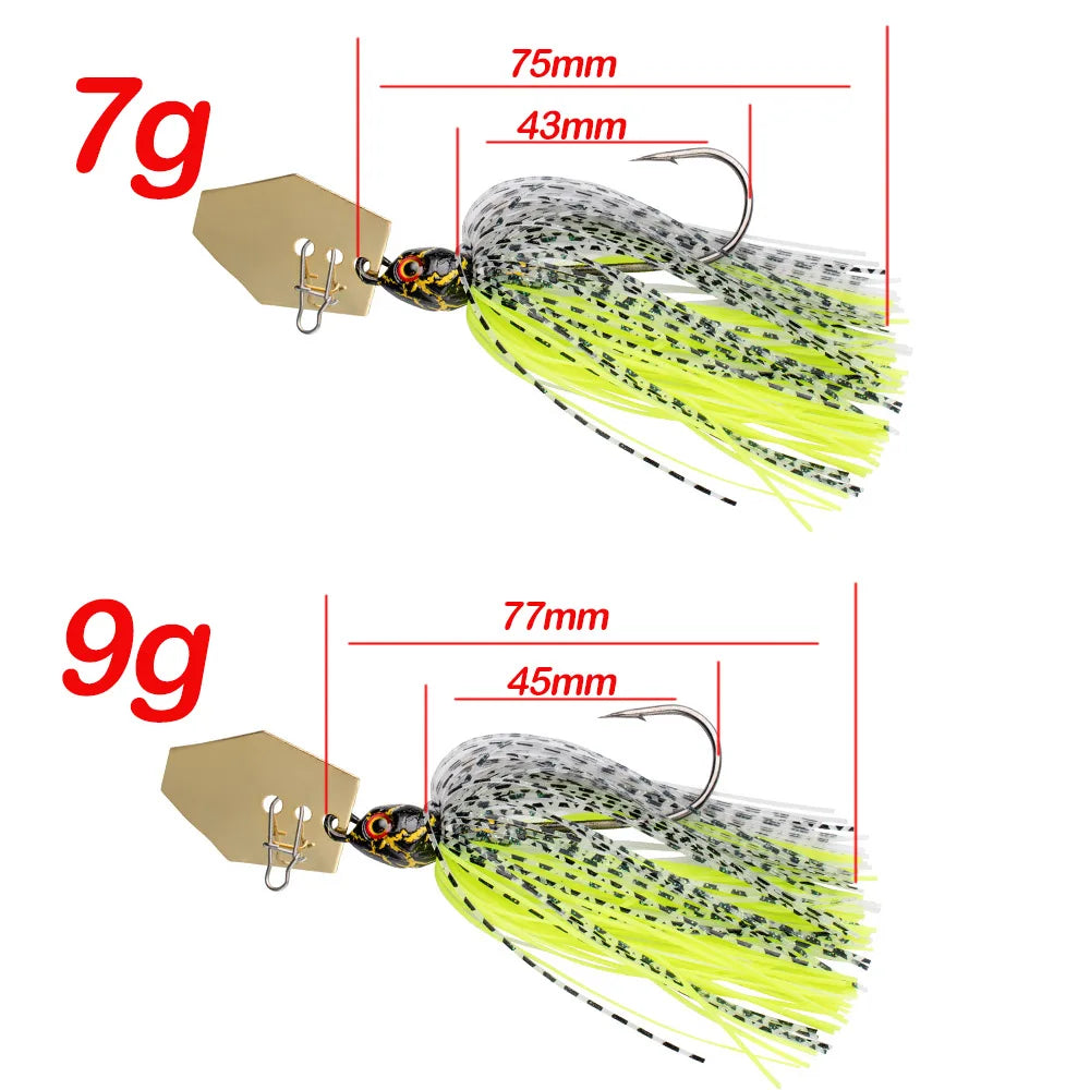 Fishing Lure Buzzbait 7g 9g Metal Bait Spinner Bait Weedless Wobbler for Bass Pike Walleye Fish