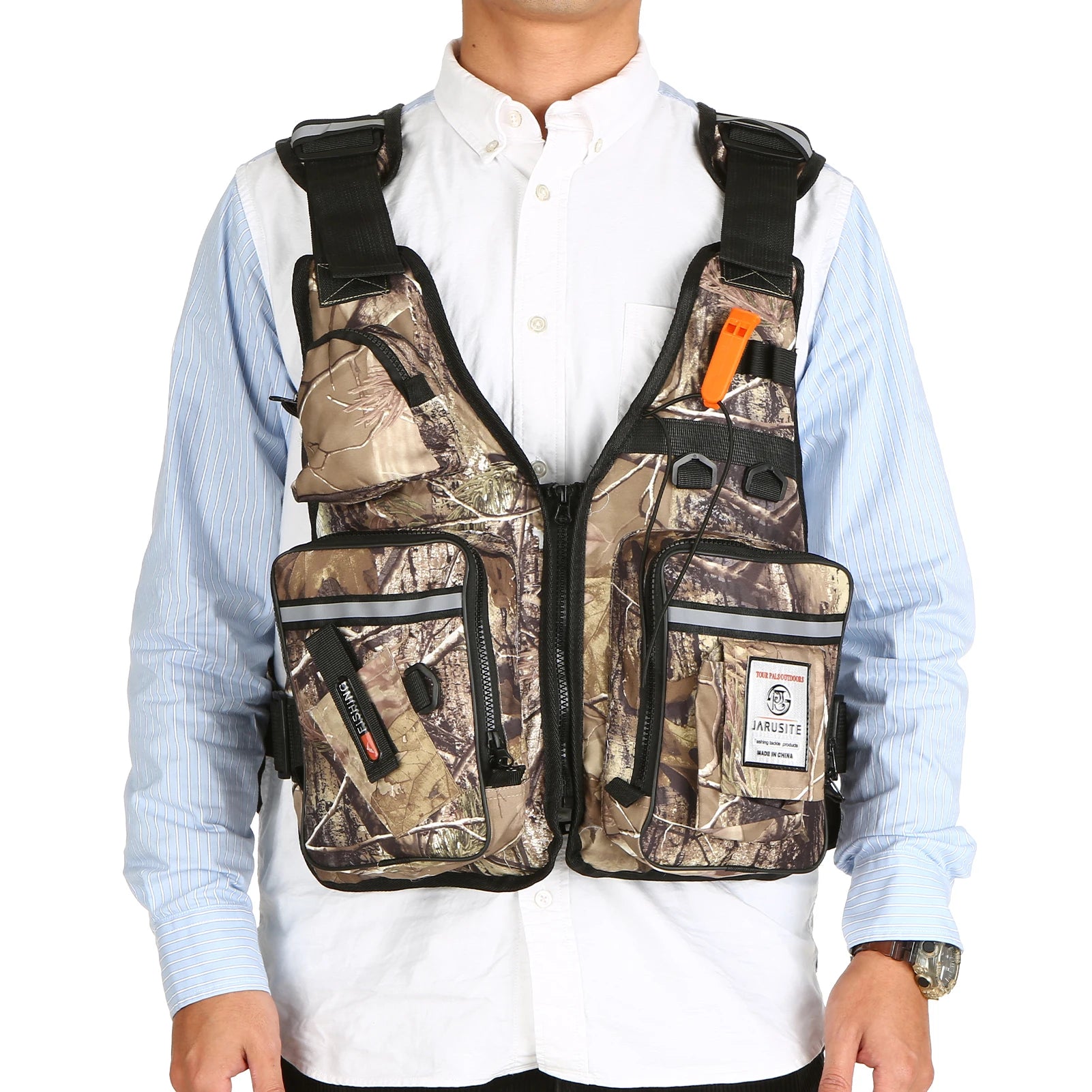 Pro Fly Fishing Life Jacket Buoyancy Vest Multi-Pockets with Water Bottle Holder for Kayaking Sailing Boating Water Sports