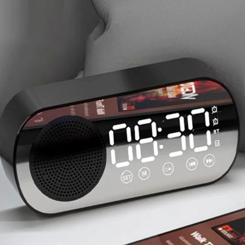 Digital Alarm Clock Wireless Bluetooth Speaker Multi-functional Subwoofer Clock Mini AI Smart Alarm Clock Speaker Music Player