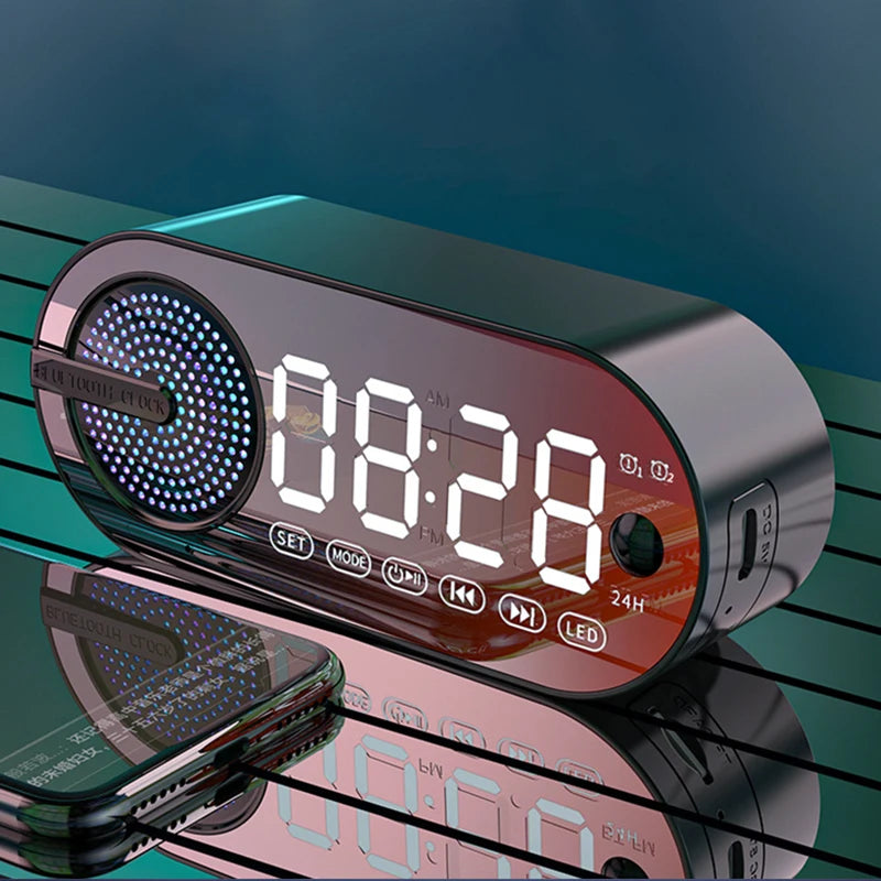 Mini Alarm Clock Caixa De Som Bluetooth Speaker Portable Sound Box Music Wireless Radio FM Subwoofer Bocina Bass LED Lamp Column