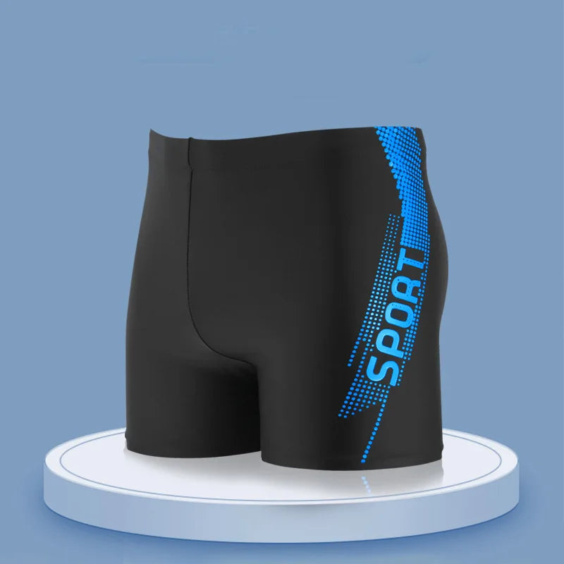 Men's High Waist Swim Trunks Quick Dry Swimming Shorts Soft Breathable Beach Wear for Bathing Hot Spring Slim Fit Swimwear