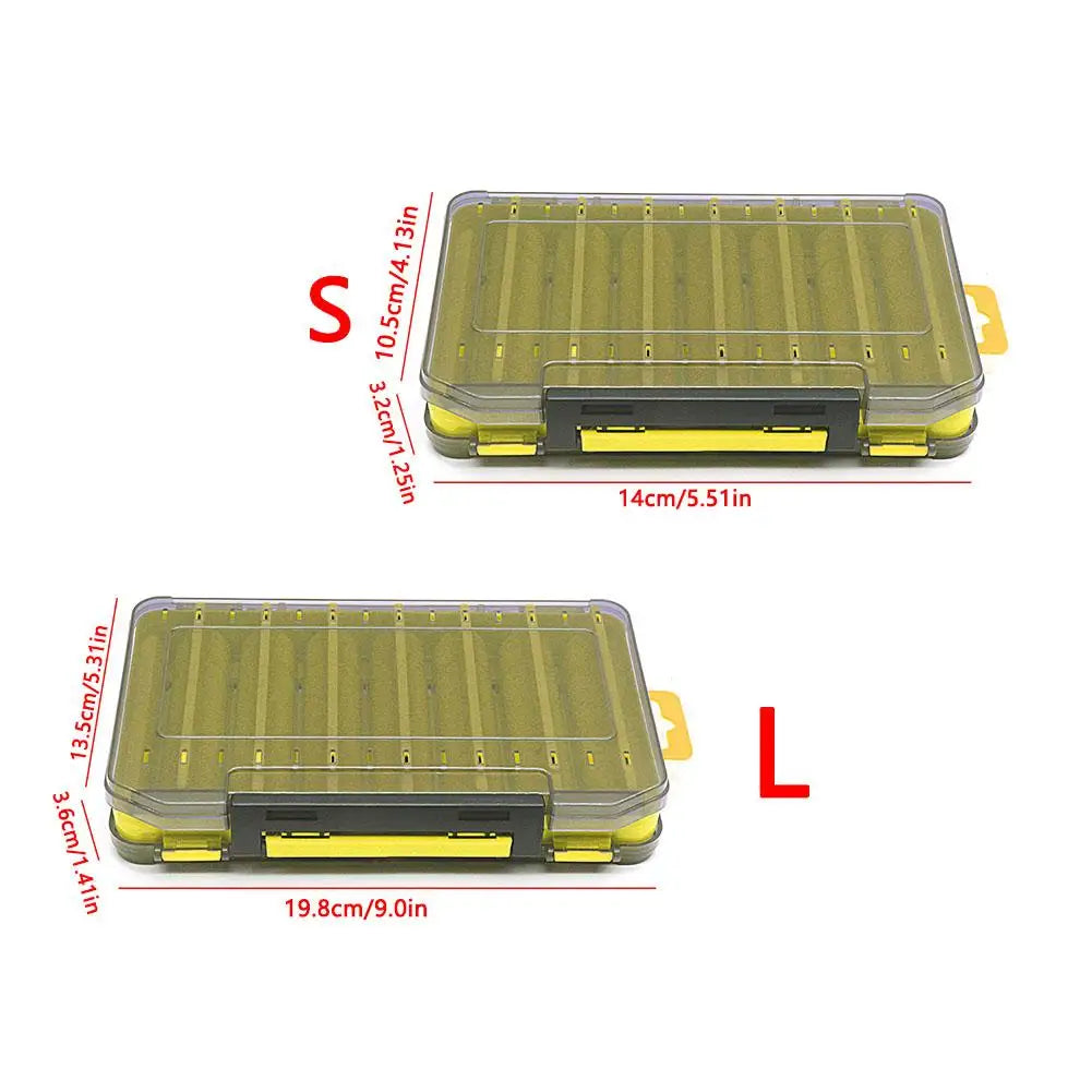 Fishing Tackle Box Lure Storage 14 Compartments Double Sided Open Case Strength Container Baits Gear Accesorios Pesca Tools Set