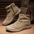 Men's Boots High Cut Workwear Shoes Autumn  Flat Zipper Pleated Non Slip Comfort Thick Soled Wear-resistant Fashion Boots