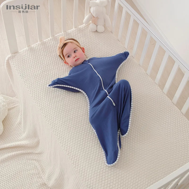 Newborn Baby Sleeping Bags Anti-shock Swaddle Blanket Double Zipper Sleepsacks Newborn Baby Cotton Sleepwear Comfy Sleep Sac