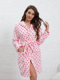 Ladies' long bathrobes, bathrobes, flannel bathrobes, pajamas, thickened European and American printed loose, autumn and winter